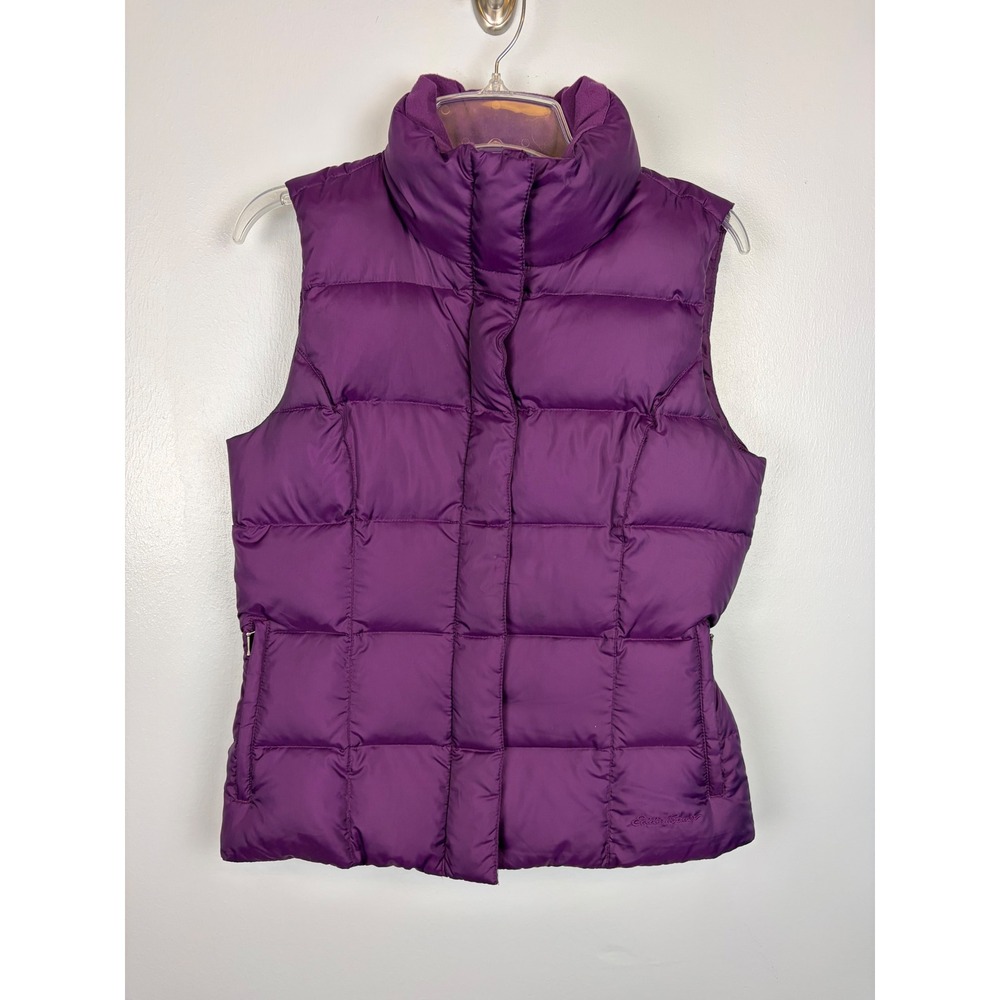 Eddie Bauer Purple‎ Goose Down Puffer Vest XS Quilted Full Zip Pocket Outdoors